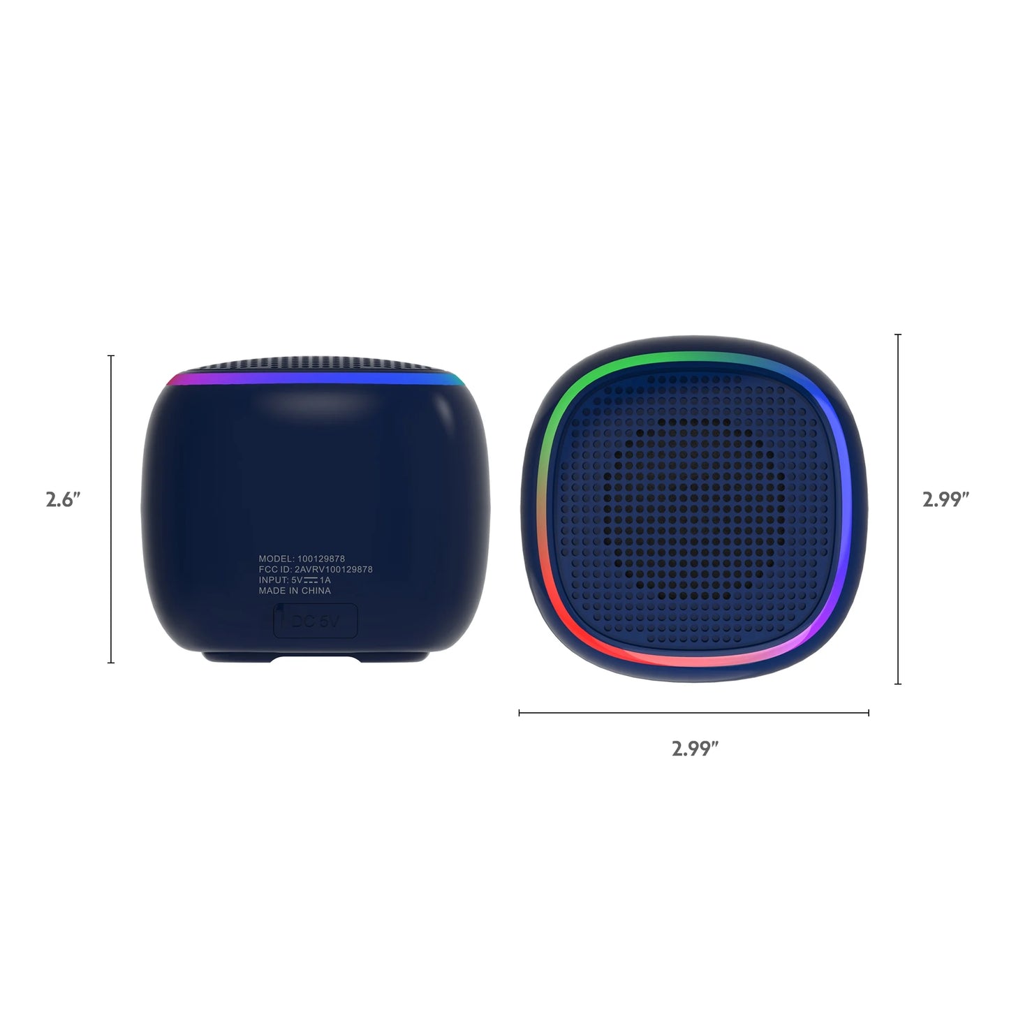 Mini Portable Bluetooth Speaker, IPX7 Waterproof Wireless Speaker, Black with LED Lights