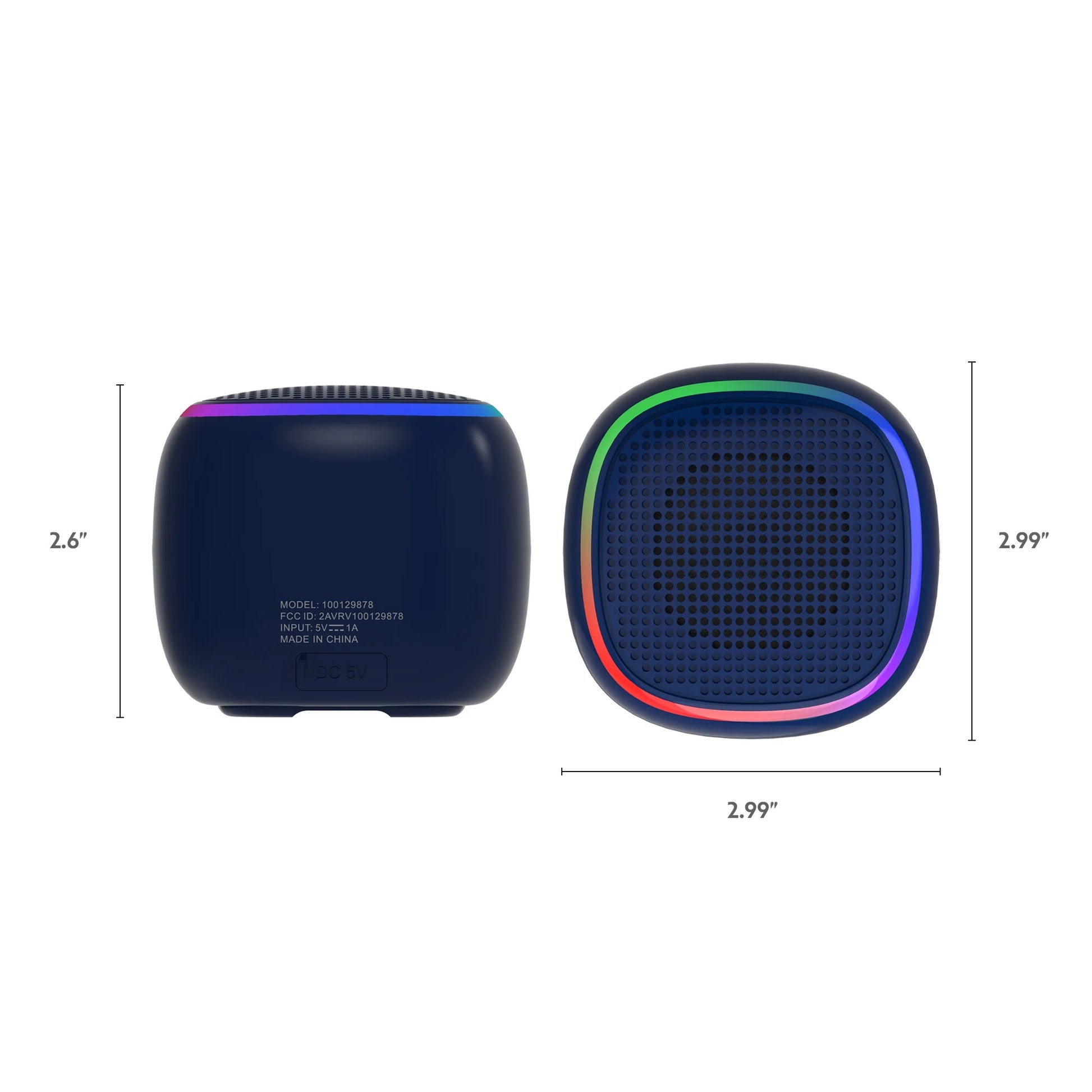 Mini Portable Bluetooth Speaker, IPX7 Waterproof Wireless Speaker, Black with LED Lights