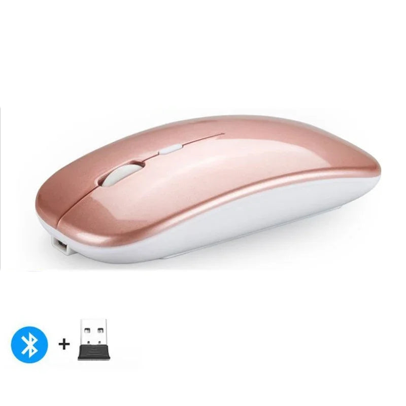 Rechargeable Wireless Mouse Bluetooth-Compatible 2.4Ghz Dual Modes Computer Mice with Nano Receiver for PC Laptop Macbook
