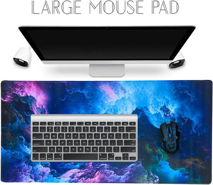 35.4X15.7 Gaming Mouse Pad for Rubber Base Blue Space Large Mouse Pad & Computer Non-Slip Professional Gaming Mouse Mat-90X40 Qicaiyun08