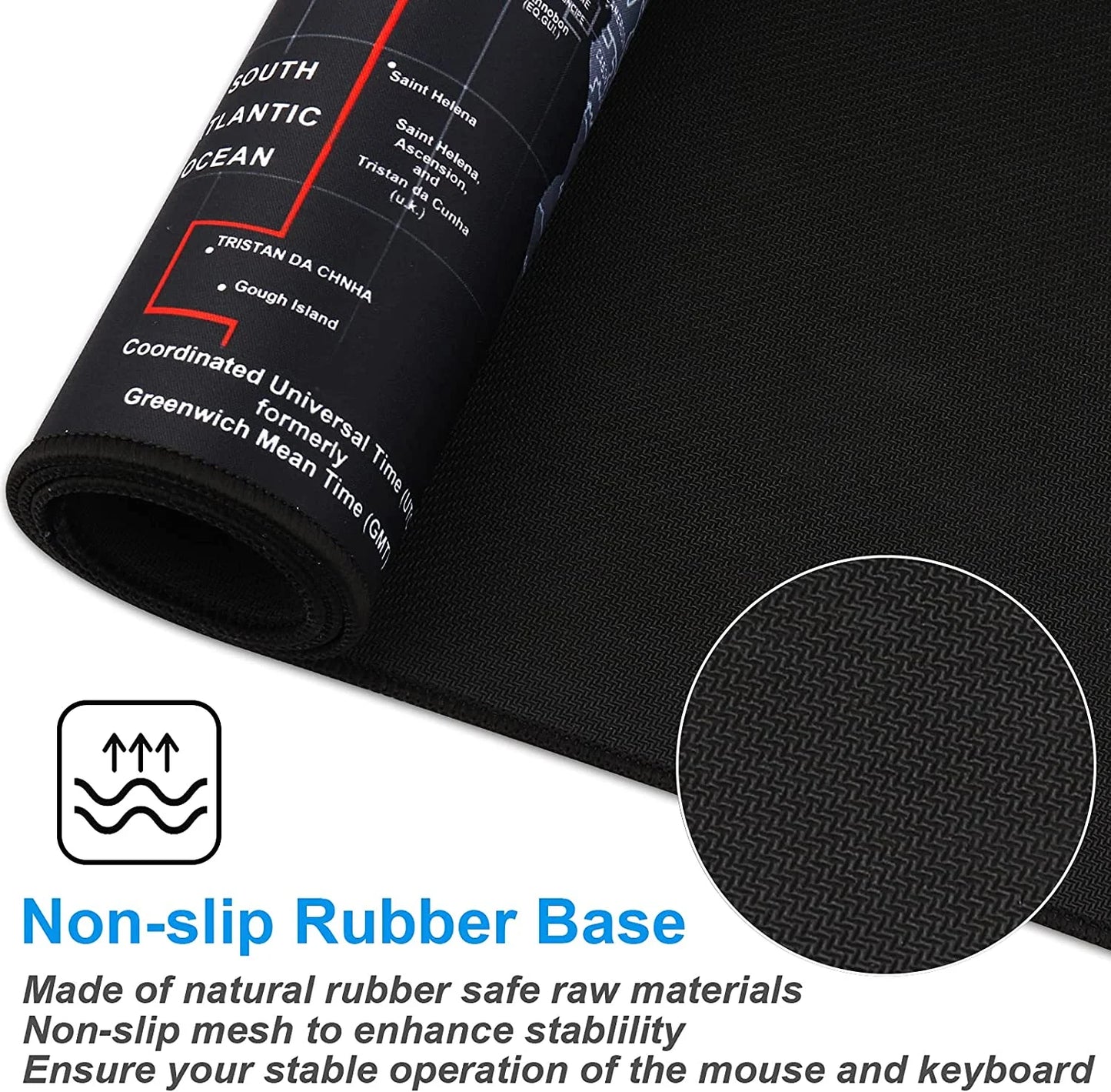 XXL Gaming Mouse Pad with Black Map & Premium-Textured Computer Non-Slip Gaming Mouse Mat-90X40 Ditu02