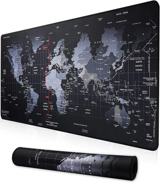 XXL Gaming Mouse Pad with Black Map & Premium-Textured Computer Non-Slip Gaming Mouse Mat-90X40 Ditu02