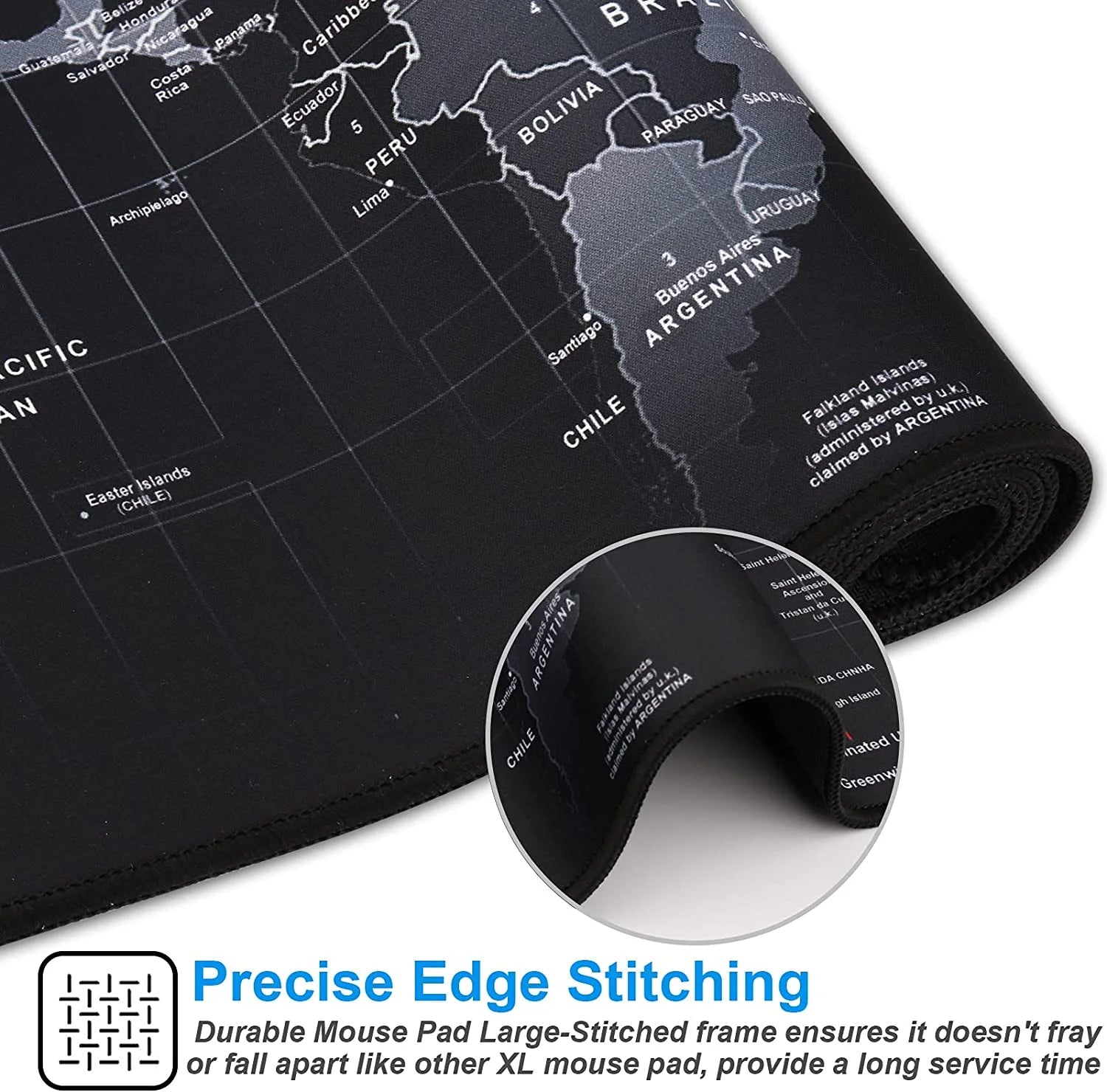 XXL Gaming Mouse Pad with Black Map & Premium-Textured Computer Non-Slip Gaming Mouse Mat-90X40 Ditu02