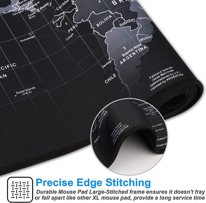 XXL Gaming Mouse Pad with Black Map & Premium-Textured Computer Non-Slip Gaming Mouse Mat-90X40 Ditu02
