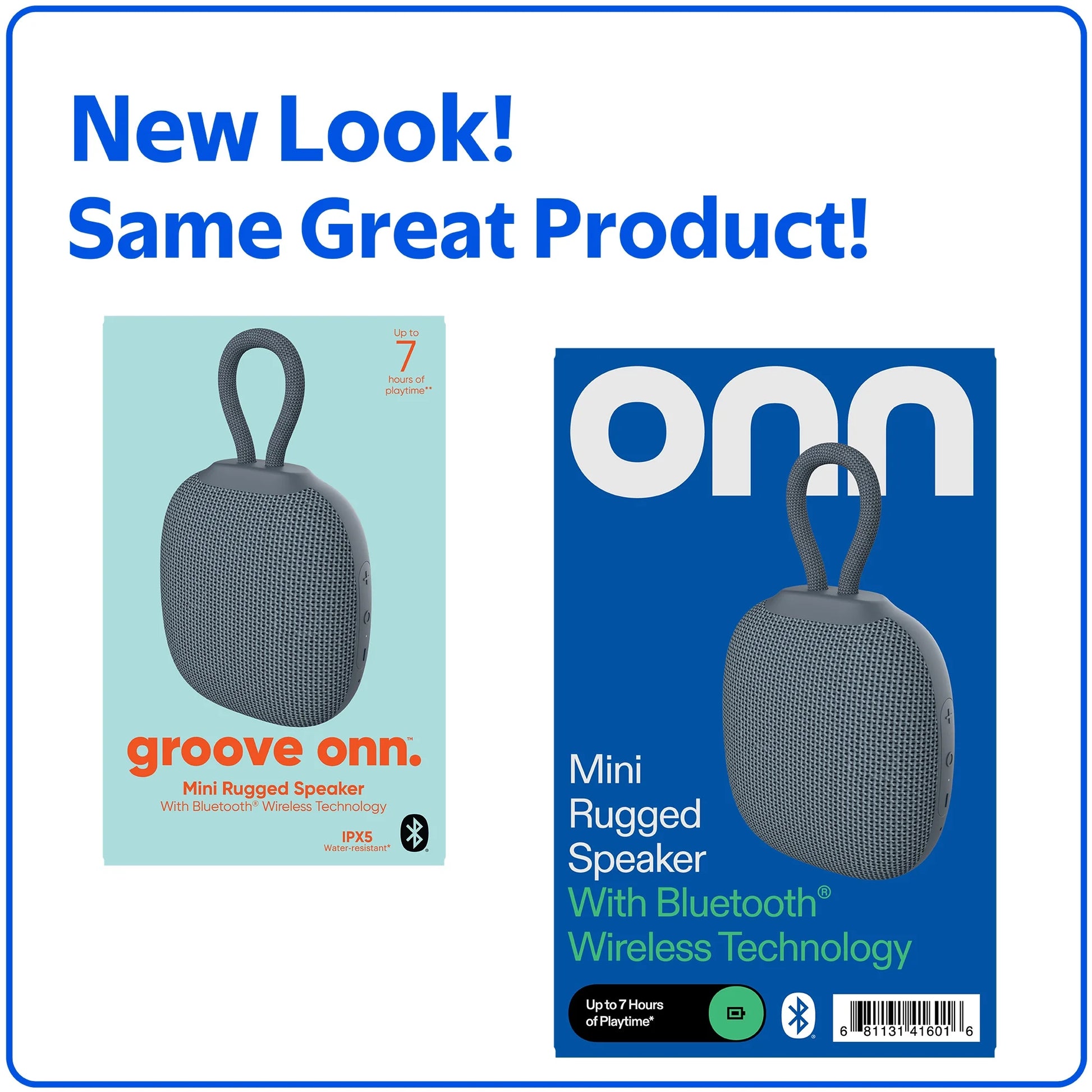 Mini Rugged Speaker with Bluetooth Wireless Technology, Gray