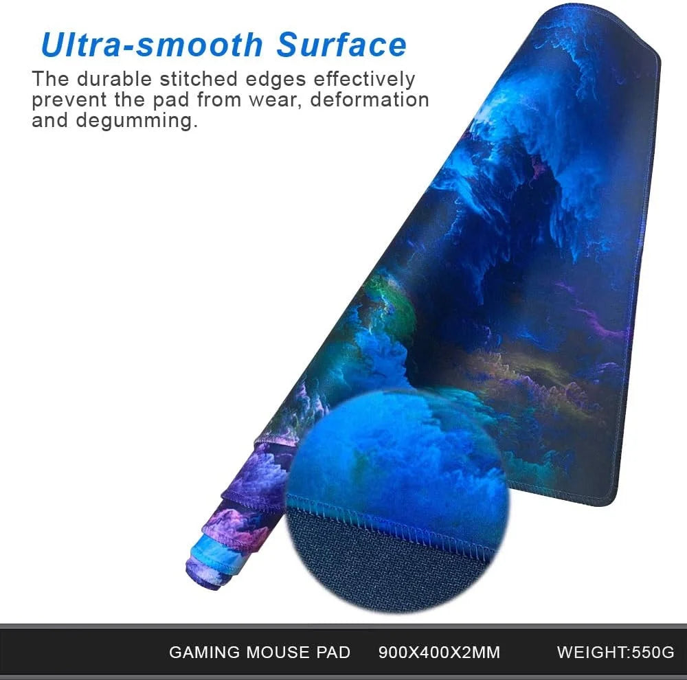 35.4X15.7 Gaming Mouse Pad for Rubber Base Blue Space Large Mouse Pad & Computer Non-Slip Professional Gaming Mouse Mat-90X40 Qicaiyun08
