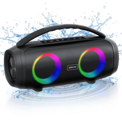 Waterproof Bluetooth Speaker, 40W Stereo Portable Wireless Speaker with DJ Lights for Beach, Party, Black